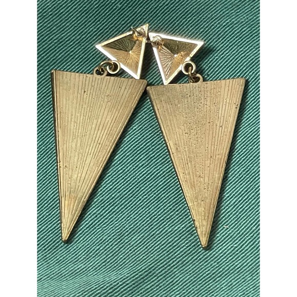 Vintage 🌸 1980s Triangle Dangle Earrings - Picture 4 of 4
